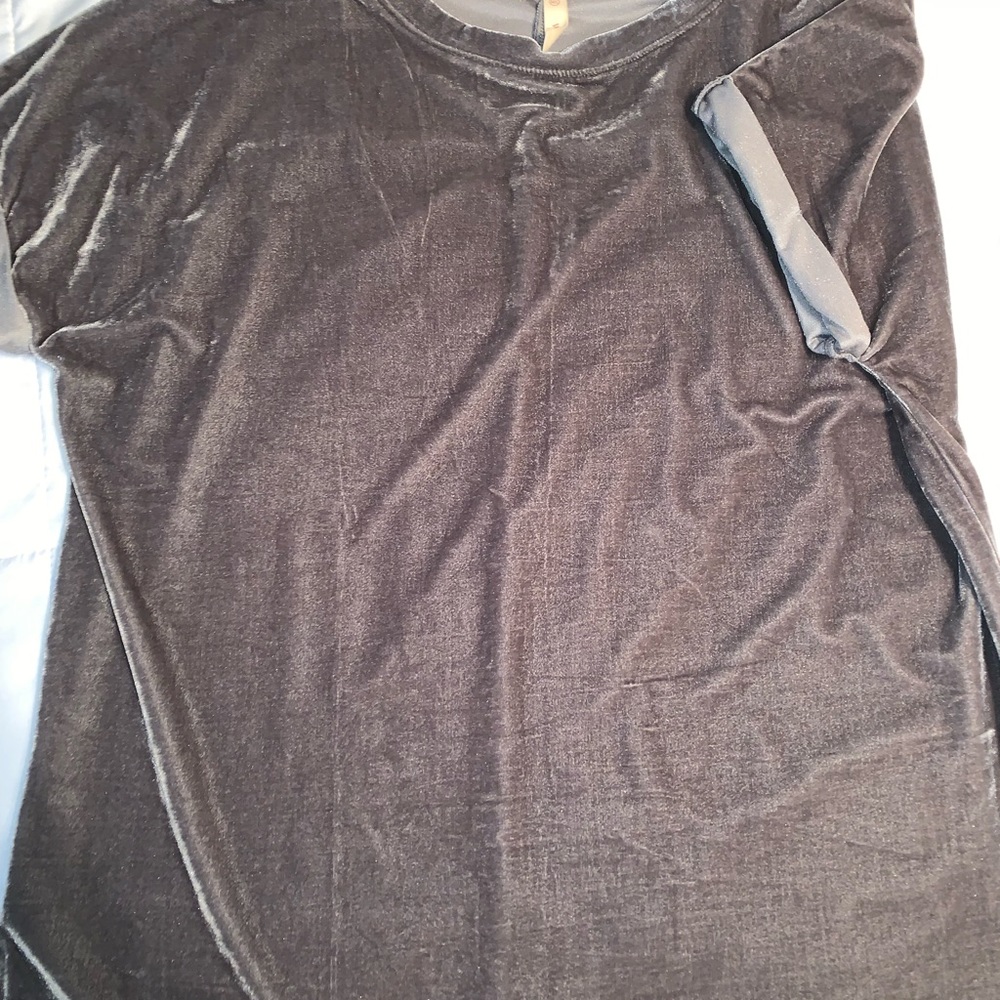 Grey Velvet Dress Shirt